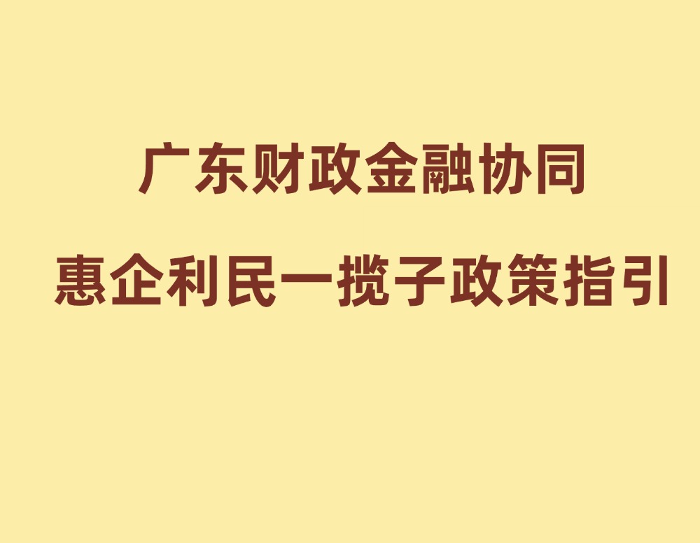 广东财政金融协同惠企利民一揽子政策指引